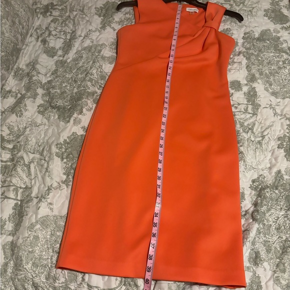 Calvin Klein sz 6 ladies twist Shoulder melon sheath dress scuba stretch bodycon - Picture 9 of 16